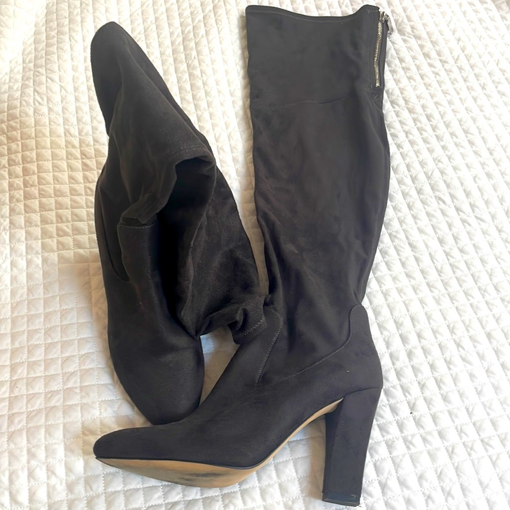 Like new. Ivanka trump knee high/over the knee boots in charcoal.